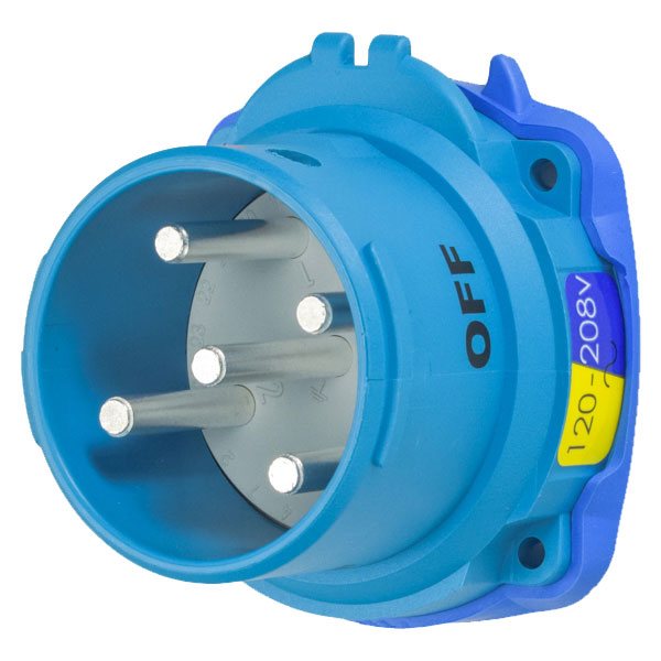 63-68167-NNF - DSN60 INLET POLY BLUE SIZE 3 TYPE 4X IP 69 3P+G 60A 208 VAC 60 Hz NEUTRAL NON-FUNCTIONING FOR AUXILIARY SWITCH